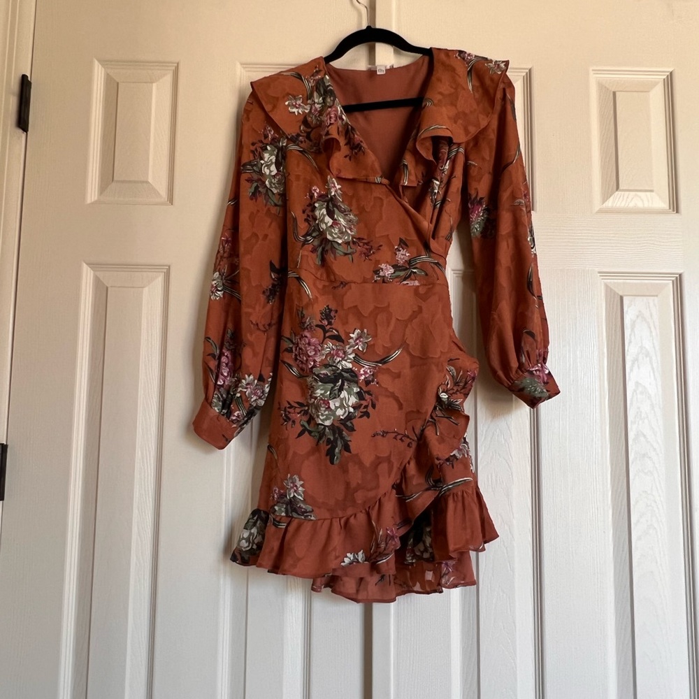 Leith mini wrap long sleeve dress